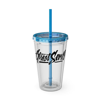 Ghost Servo Tumbler with Straw, 16oz