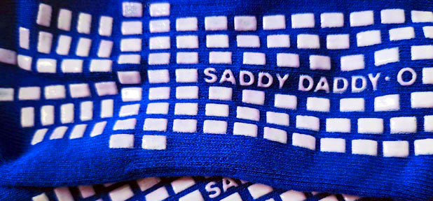 LIMITED EDITION Saddy Daddy-O Blue Grippy Socks w/free Sticker