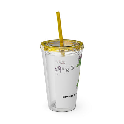 BrooksOfYork And Then He Breathes Fire Tumbler with Straw, 16oz