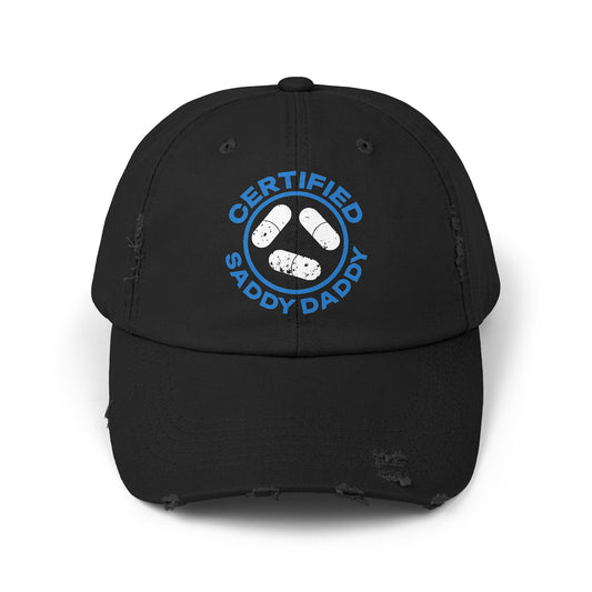 Certified Saddy Daddy Unisex Distressed Cap (Black Font)